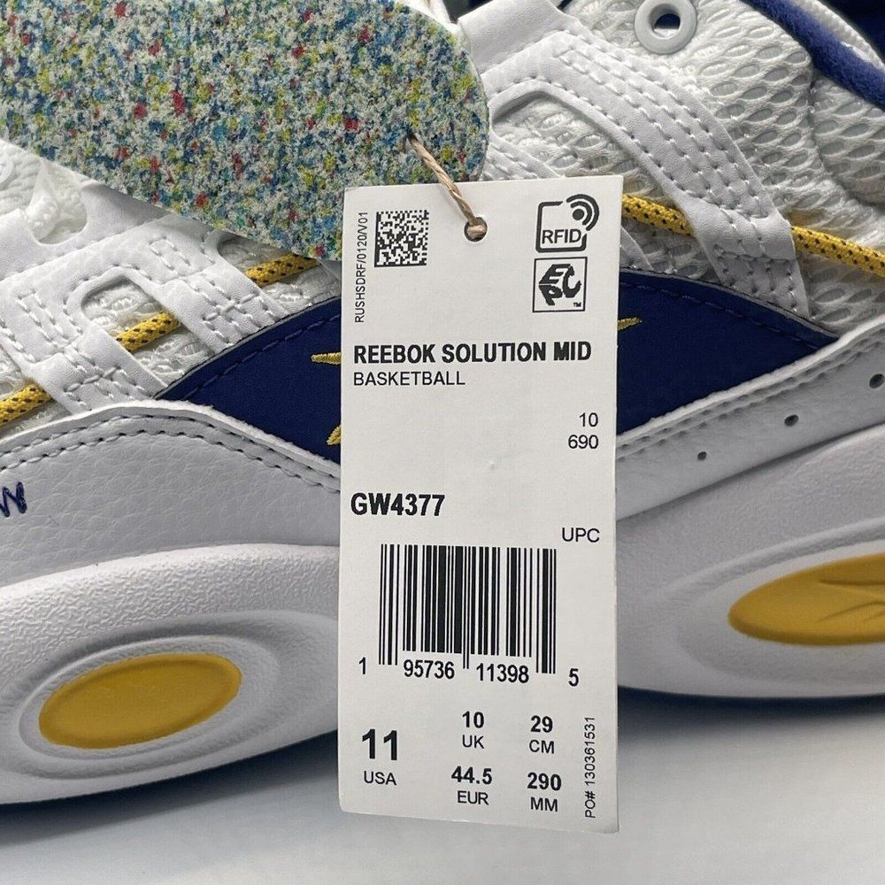 Reebok Solution Mid Men's Allen Iverson Basketball Yellow/Purple Shoes Size 11.5 - Picture 11 of 12